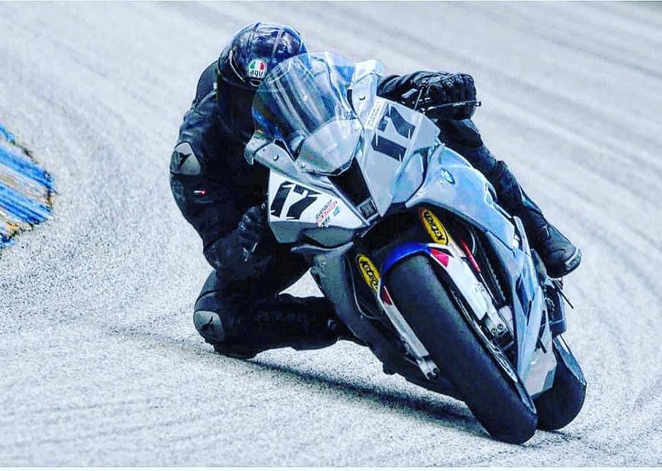 Richard racing motorcycle #17 at Daytona - first place achievement made possible by recovery